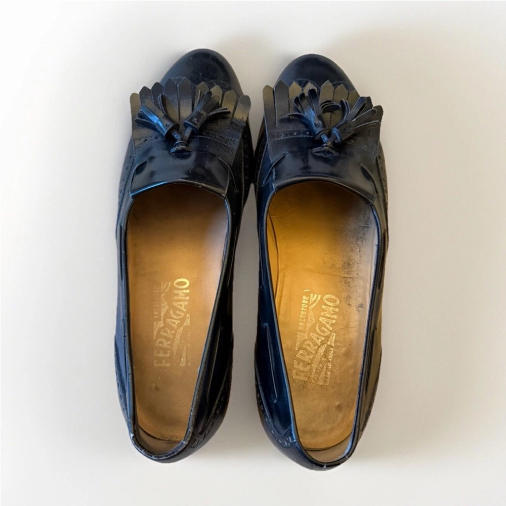 Salvatore Ferragamo Men’s Black Leather Loafer Kiltie Tassel 9.5 D Preowned